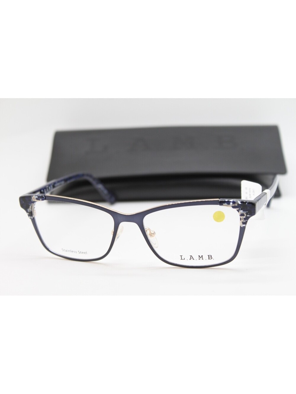 NEW L.A.M.B. LA074 NAVY BLUE GOLD AUTHENTIC EYEGLASSES W/CASE 54-16